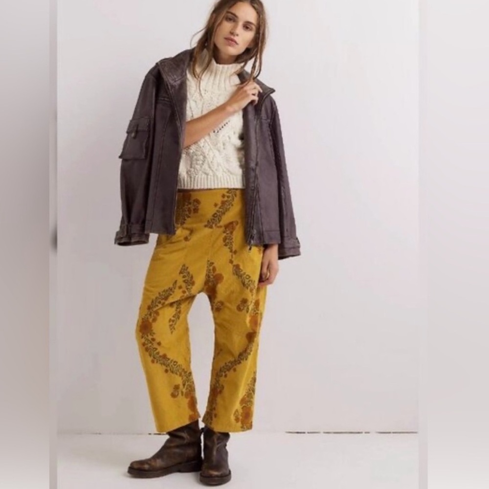 Free People Mustard Floral Harem Pants🌟
